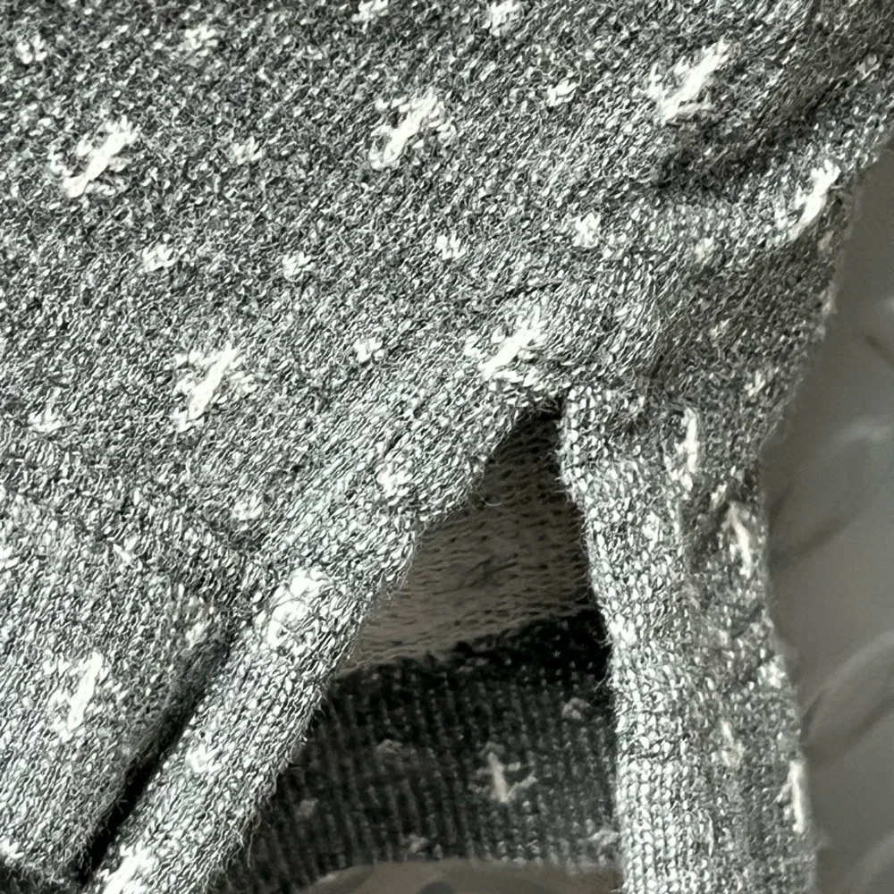 Lands' End Gray White Anchor Design Boat Neck 3/4 Sleeve Cotton Tunic Top SZ M